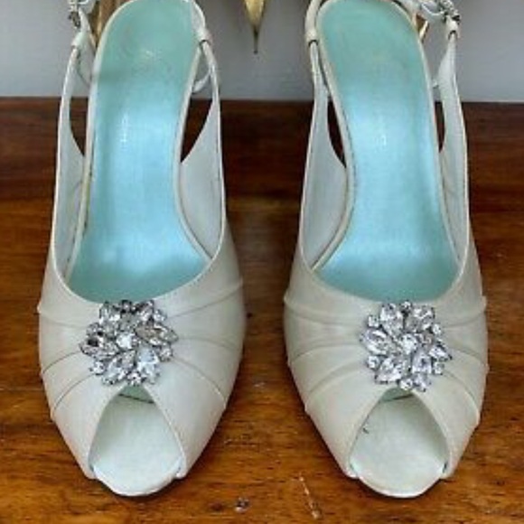 Champagne Fifi Maisie Peep-toe Swarovski Heels - Picture 5 of 9